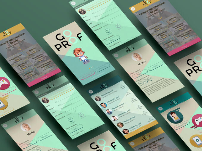 Création des interfaces UI de l'application "Go Prof"