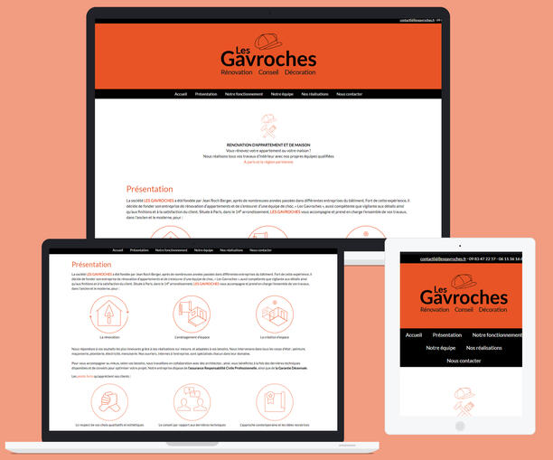Réalisation du site Web pour l'entreprise "Les Gavroches"