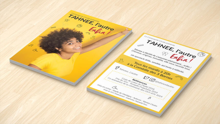 Flyers pour le spectacle de Tahnee