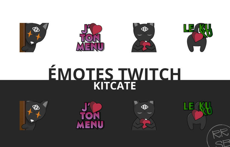 Émotes pour la chaîne Twitch "Kitcate"